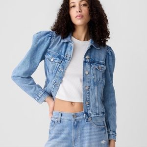 GAP Puff Sleeve Icon Denim Jacket